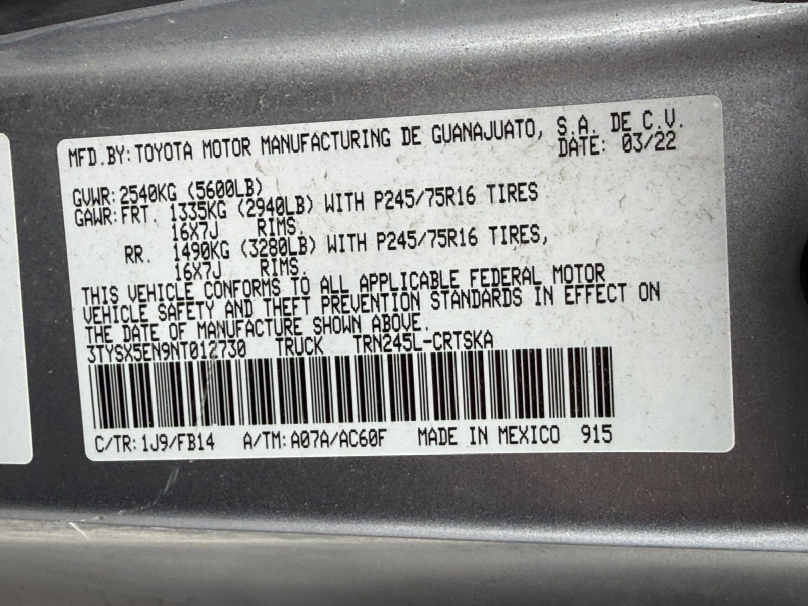 2022 Toyota Tacoma 4WD SR